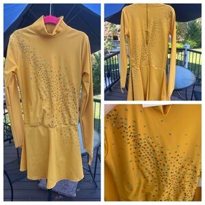 Gold Long Sleeve Figure Skating Dress - sizes 10